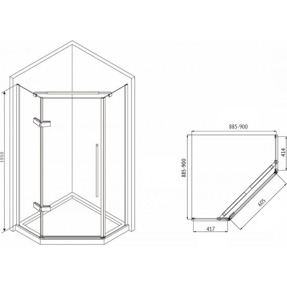 Душевое ограждение Abber Ewiges Wasser 90х90 см AG05090, хром/прозрачное фото 8
