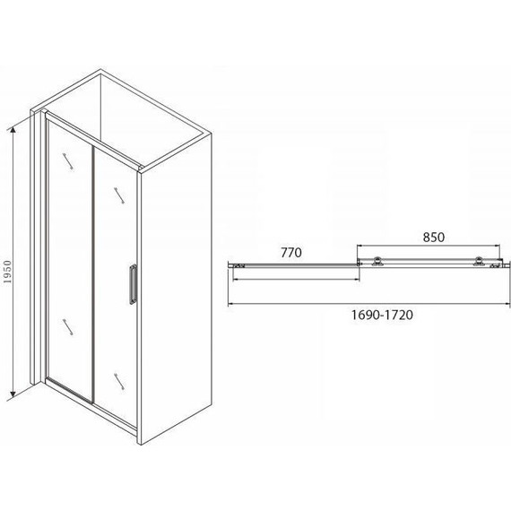 Душевая дверь Abber Schwarzer Diamant 170 см AG30170BH, черный/прозрачное фото 5
