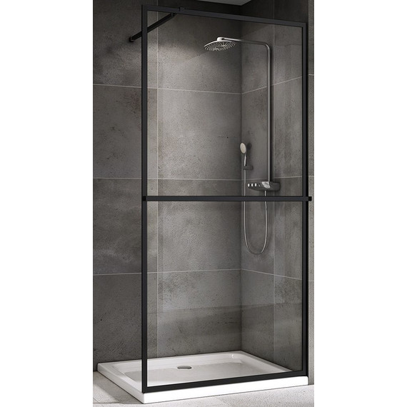 Душевая перегородка Abber Immer Offen 100 см AG60100B, черный/прозрачное фото 3