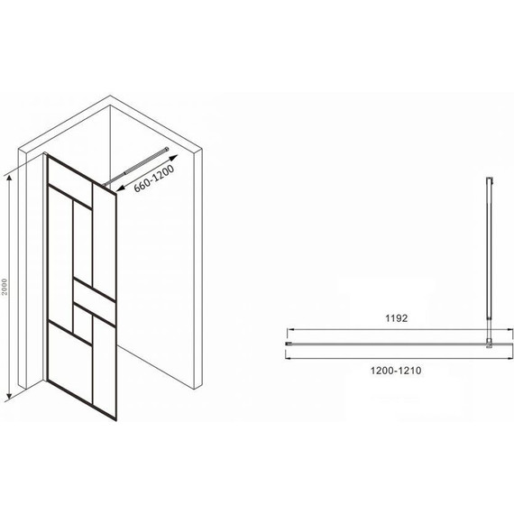 Душевая перегородка Abber Immer Offen 120 см AG63120B, черный/прозрачное - 7 Душевая перегородка Abber Immer Offen 120 см AG63120B, черный/прозрачное фото 7