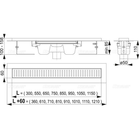 Трап AlcaPlast 30 см APZ1001-300, нержавеющая сталь, Цвет производителя: хром, Размер трапа: 300 фото 3