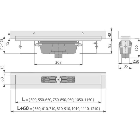 Трап AlcaPlast 65 см APZ1016-650, нержавеющая сталь, Цвет производителя: хром, Размер трапа: 650 фото 2