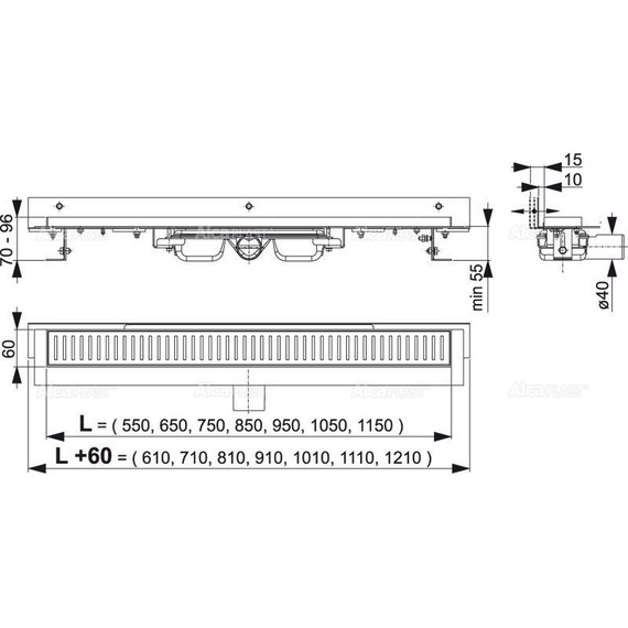 Трап AlcaPlast 95 см APZ104-950, нержавеющая сталь, Цвет производителя: хром, Размер трапа: 950 фото 2