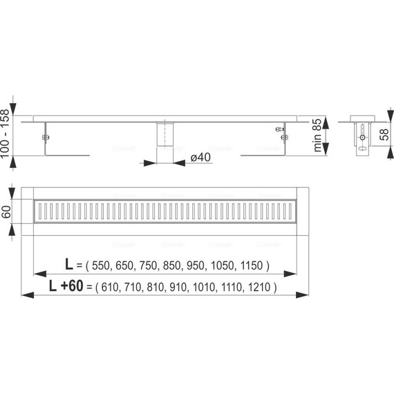 Трап AlcaPlast 85 см APZ2001-850, нержавеющая сталь, Цвет производителя: хром, Размер трапа: 850 фото 3