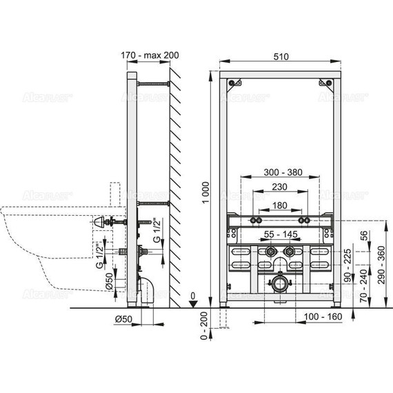 Инсталляция для биде AlcaPlast A105/1000 фото 2