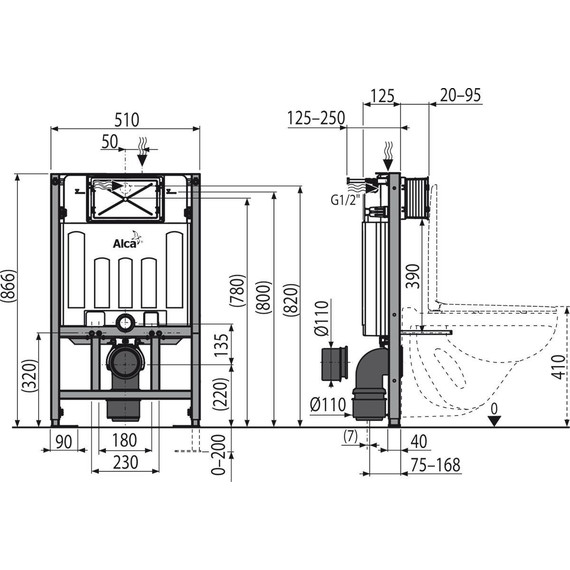 Инсталляция для подвесного унитаза Alcaplast Sadromodul AM101/850-0001 - 3 Инсталляция для подвесного унитаза Alcaplast Sadromodul AM101/850-0001 фото 3