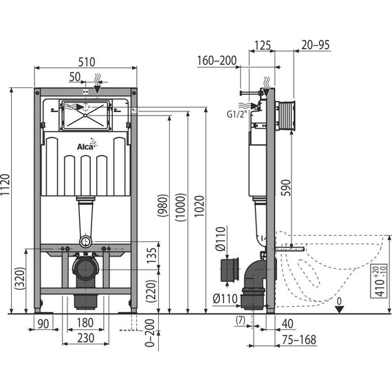 Инсталляция для подвесного унитаза Alcaplast SET 4v1 AM101/1120-4:1 RU M571-0001 (кнопка хром глянцевый) - 7 Инсталляция для подвесного унитаза Alcaplast SET 4v1 AM101/1120-4:1 RU M571-0001 (кнопка хром глянцевый) фото 7