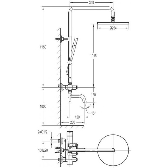Душевая стойка Cezares ECO-CVD-BORO, брашированное золото, Цвет производителя: золото фото 5
