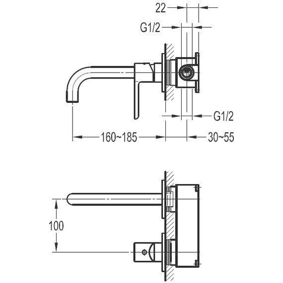 Смеситель для раковины настенный Cezares ECO-DI-01, Цвет производителя: хром фото 5