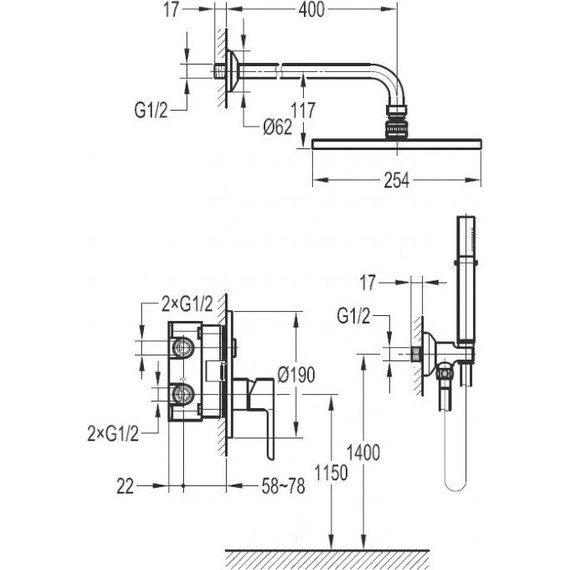 Душевая система для душа Cezares ECO-DSET-01, Цвет производителя: хром фото 2