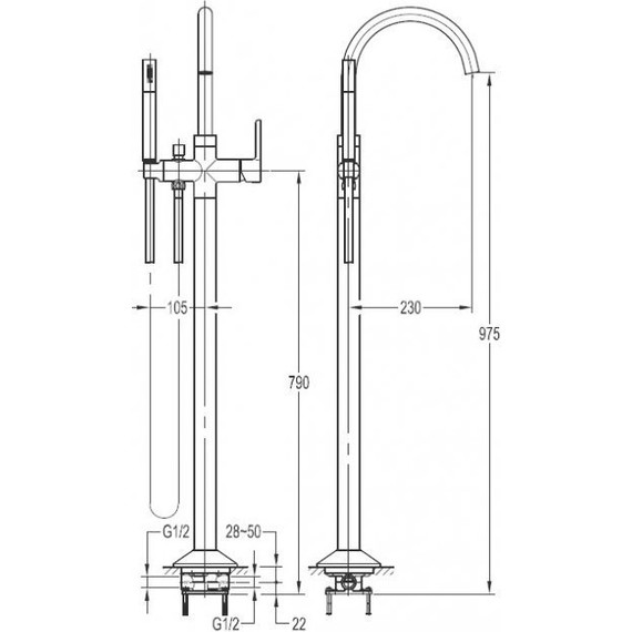 Смеситель для ванны Cezares ECO-VDP-01, Цвет производителя: хром фото 4