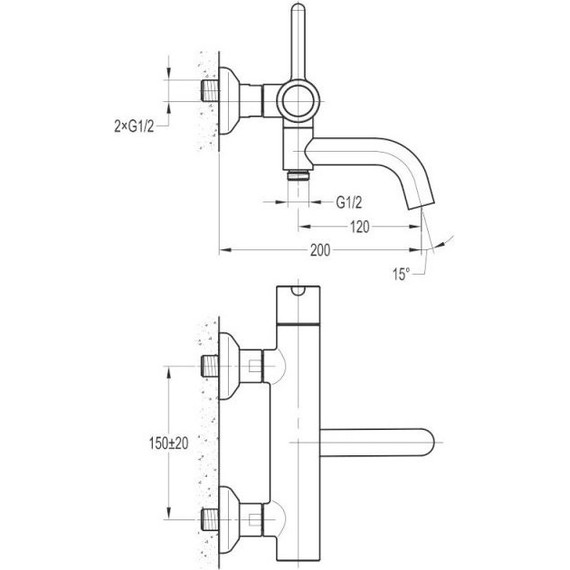 Смеситель для ванны Cezares ECO-VD-NOP, чёрный матовый, Цвет производителя: чёрный матовый фото 2