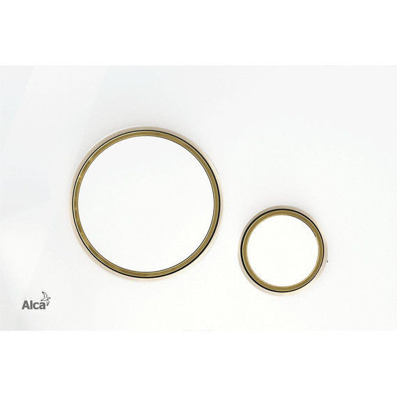 Кнопка смыва Alcaplast Thin M775, белый глянец/золото глянец фото 