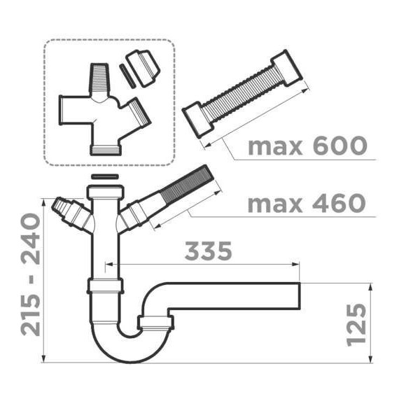 Арматура для измельчителя Omoikiri NA-01 4956655, серый - 3 Арматура для измельчителя Omoikiri NA-01 4956655, серый фото 3