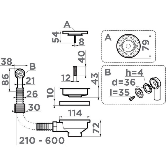 Сифон для мойки Omoikiri D-01 AB 4996529, античная латунь фото 2