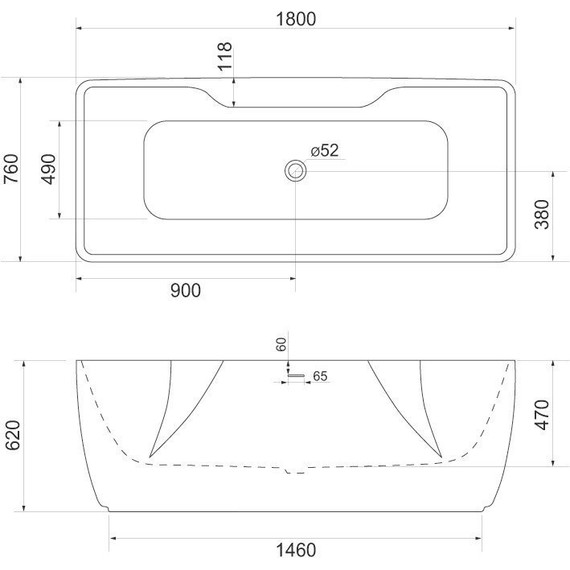 Ванна отдельностоящая BelBagno BB110-180-76 180x76 см фото 3