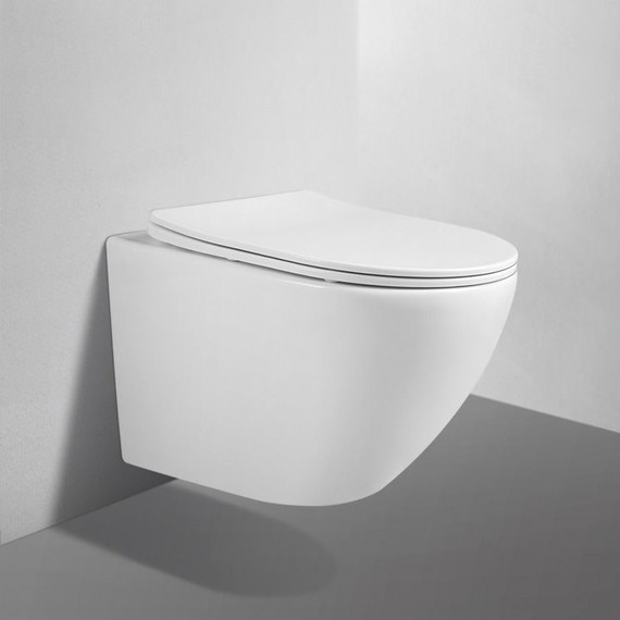 Унитаз подвесной безободковый Abber Bequem AC1100 с крышкой микролифт, Цвет производителя: белый фото 2