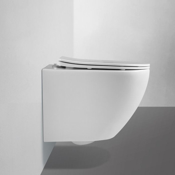Унитаз подвесной безободковый Abber Bequem AC1100 с крышкой микролифт, Цвет производителя: белый фото 3
