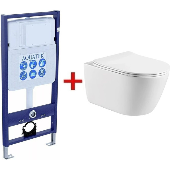 Инсталляция Aquatek Standart 50 INS-0000012 с подвесным унитазом Aquatek Оберон AQ1363W-00 фото 
