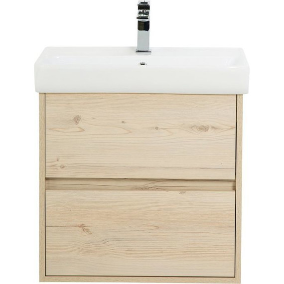 Тумба подвесная с раковиной BelBagno NEON-500-2C-SO-PB 50 см, Pino Bianco фото 