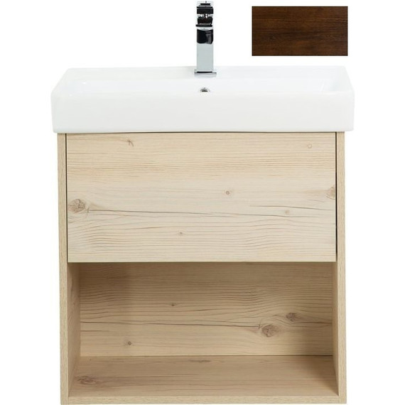 Тумба подвесная с раковиной BelBagno NEON-500-1C-SO-RS 50 см, Rovere Scuro фото 