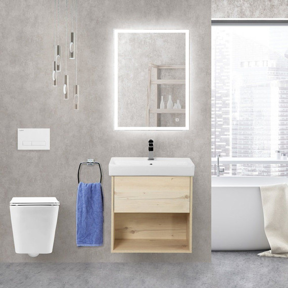 Тумба подвесная с раковиной BelBagno NEON-600-1C-SO-PB 60 см, Pino Bianco - 2 Тумба подвесная с раковиной BelBagno NEON-600-1C-SO-PB 60 см, Pino Bianco фото 2