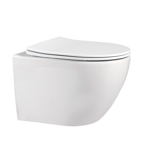 Унитаз подвесной безободковый Abber Bequem AC1100 с крышкой микролифт, Цвет производителя: белый фото 