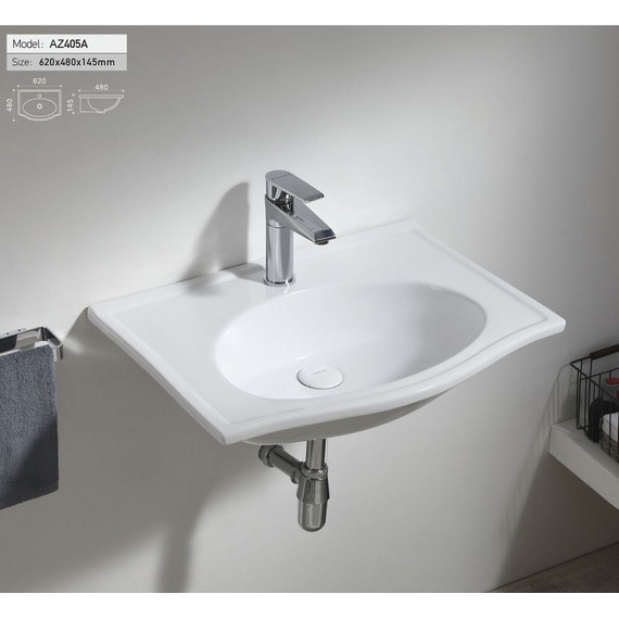 Раковина подвесная Azario 62 см AZ-405-A фото 2