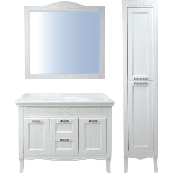 Пенал напольный Azario Carolina 40 см, универсальный, белый/золото фото 3