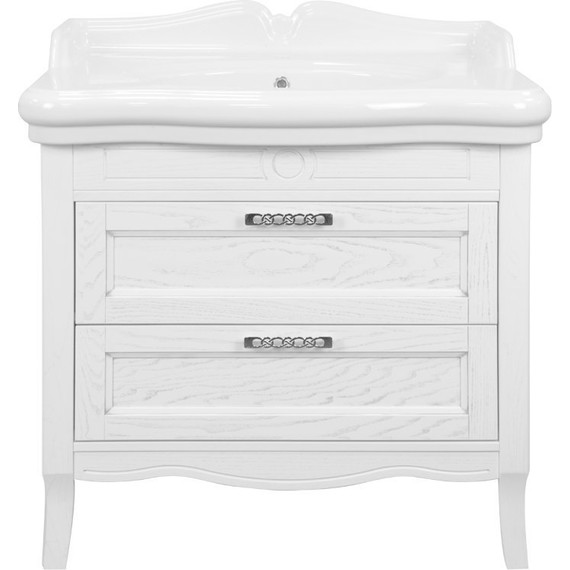 Тумба напольная с раковиной Azario Carolina 90/2 см, белый/серебро фото 