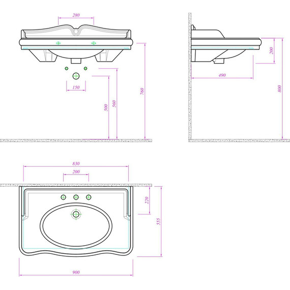 Тумба напольная с раковиной Azario Carolina 90/2 см, белый/серебро - 7 Тумба напольная с раковиной Azario Carolina 90/2 см, белый/серебро фото 7