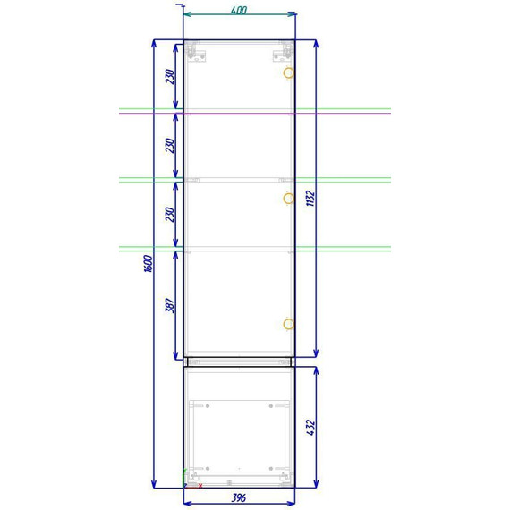 Пенал подвесной Art&Max AM-Techno-1600-AC-SO-LS935-R 40 см, бетон лофт натуральный фото 5