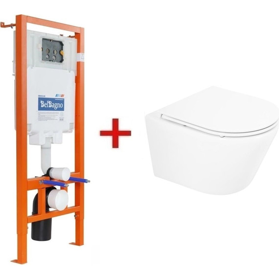 Инсталляция BelBagno BB002-80 с подвесным безободковым унитазом BelBagno Tre BB8001CHR/SC - 2 Инсталляция BelBagno BB002-80 с подвесным безободковым унитазом BelBagno Tre BB8001CHR/SC фото 2