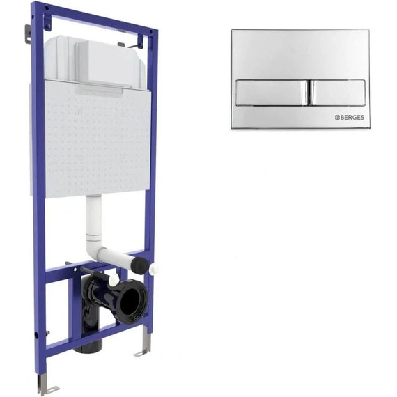 Инсталляция Berges Wasserhaus Novum L3 040213 с подвесным безободковым унитазом Azario Grado AZ-0046-N (кнопка хром глянец) фото 3