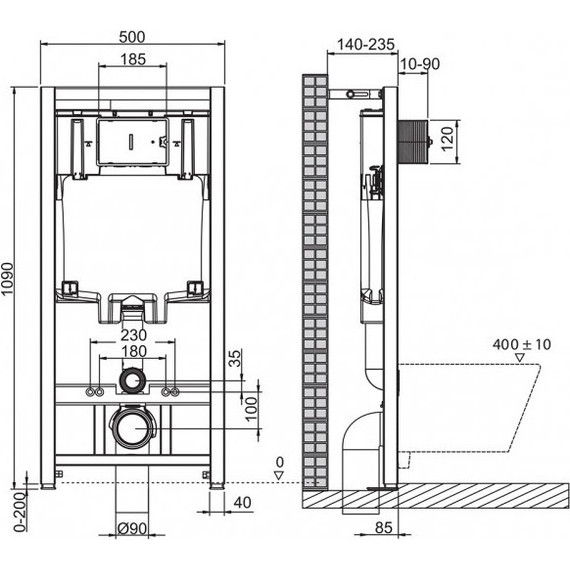 Инсталляция BelBagno BB002-80 с подвесным унитазом Cezares Stylus CZR-513-TH-R фото 17