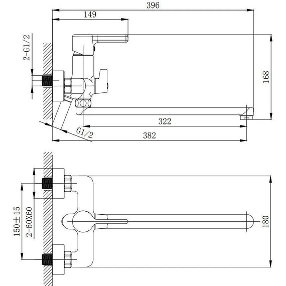 Смеситель для ванны Haiba HB22814 - 2 Смеситель для ванны Haiba HB22814 фото 2