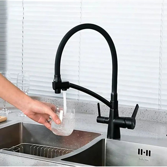 Смеситель для кухни Haiba HB76855-7, чёрный матовый - 2 Смеситель для кухни Haiba HB76855-7, чёрный матовый фото 2