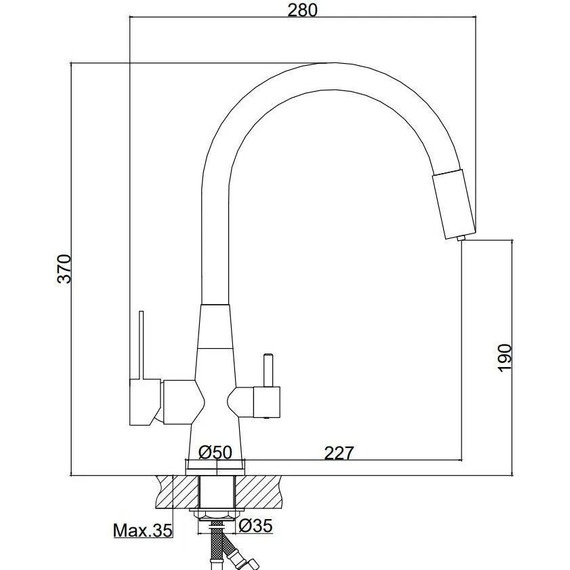 Смеситель для кухни Haiba HB76859-7, чёрный матовый - 2 Смеситель для кухни Haiba HB76859-7, чёрный матовый фото 2