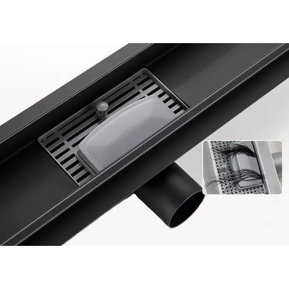 Трап Haiba 50 см HB93500-7, нержавеющая сталь, чёрный матовый фото 3