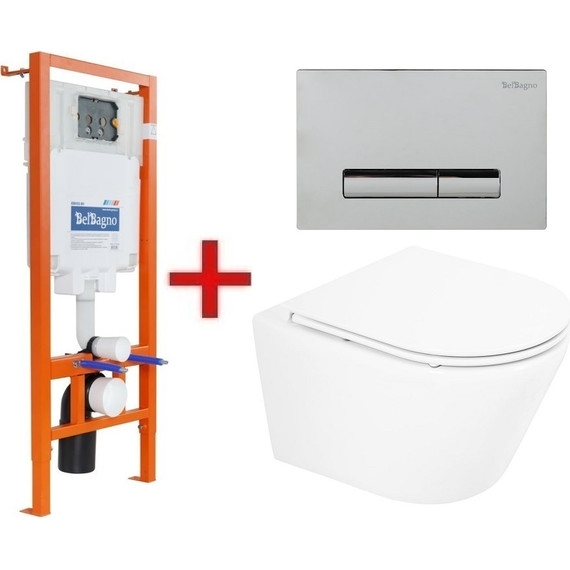 Инсталляция BelBagno BB002-80 с подвесным унитазом BelBagno Tre BB8001CHR/SC фото 