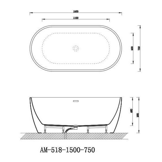 Ванна отдельностоящая Art&Max 150x75 см AM-518-1500-750 фото 5