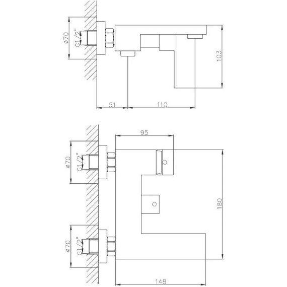 Смеситель для ванны Haiba HB60803-7, чёрный матовый фото 2