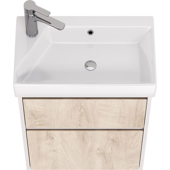 Тумба универсальная с раковиной Dreja Slim 55 см 99.0500, дуб кантри/белый глянцевый фото 6