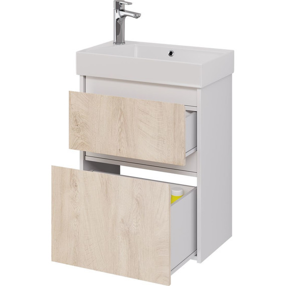 Тумба универсальная с раковиной Dreja Slim 55 см 99.0500, дуб кантри/белый глянцевый фото 8