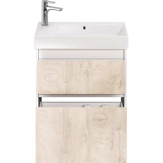 Тумба универсальная с раковиной Dreja Slim 65 см 99.0501, дуб кантри/белый глянцевый фото 7