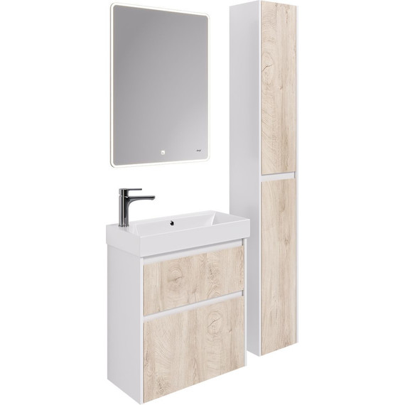 Тумба универсальная с раковиной Dreja Slim 65 см 99.0501, дуб кантри/белый глянцевый фото 11