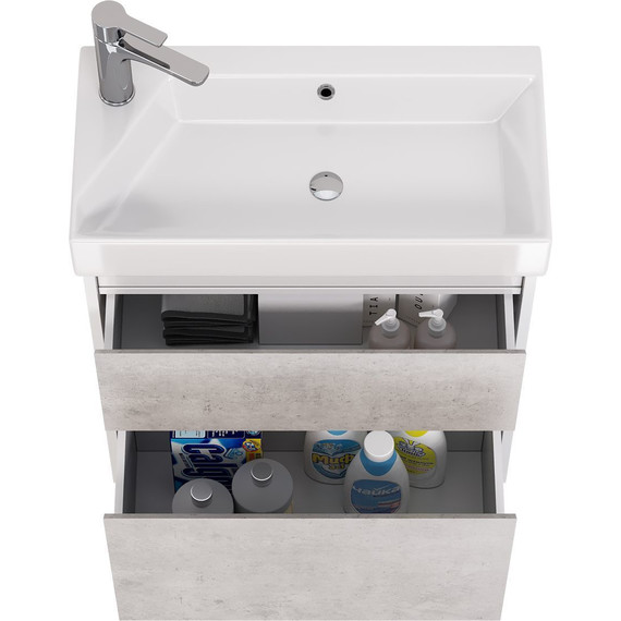 Тумба универсальная с раковиной Dreja Slim 65 см 99.0503, бетон/белый глянцевый - 9 Тумба универсальная с раковиной Dreja Slim 65 см 99.0503, бетон/белый глянцевый фото 9