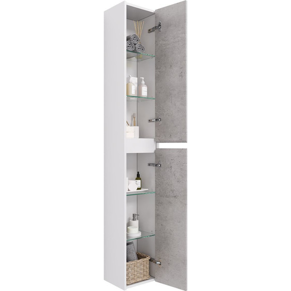 Пенал универсальный Dreja Slim 30 см 99.0505, бетон/белый глянцевый - 8 Пенал универсальный Dreja Slim 30 см 99.0505, бетон/белый глянцевый фото 8