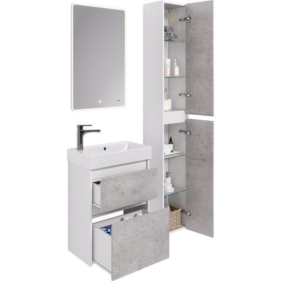 Пенал универсальный Dreja Slim 30 см 99.0505, бетон/белый глянцевый - 12 Пенал универсальный Dreja Slim 30 см 99.0505, бетон/белый глянцевый фото 12