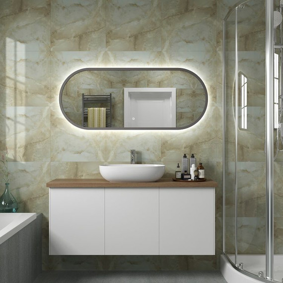 Зеркало Art&Max Bari Led 120 см AM-Bar-500-1200-DS-F, черный матовый фото 2